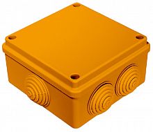 Коробка огнестойкая Промрукав 40-0300-FR1.5-4 2 клеммы 100х100х50 оранжевый картинка 